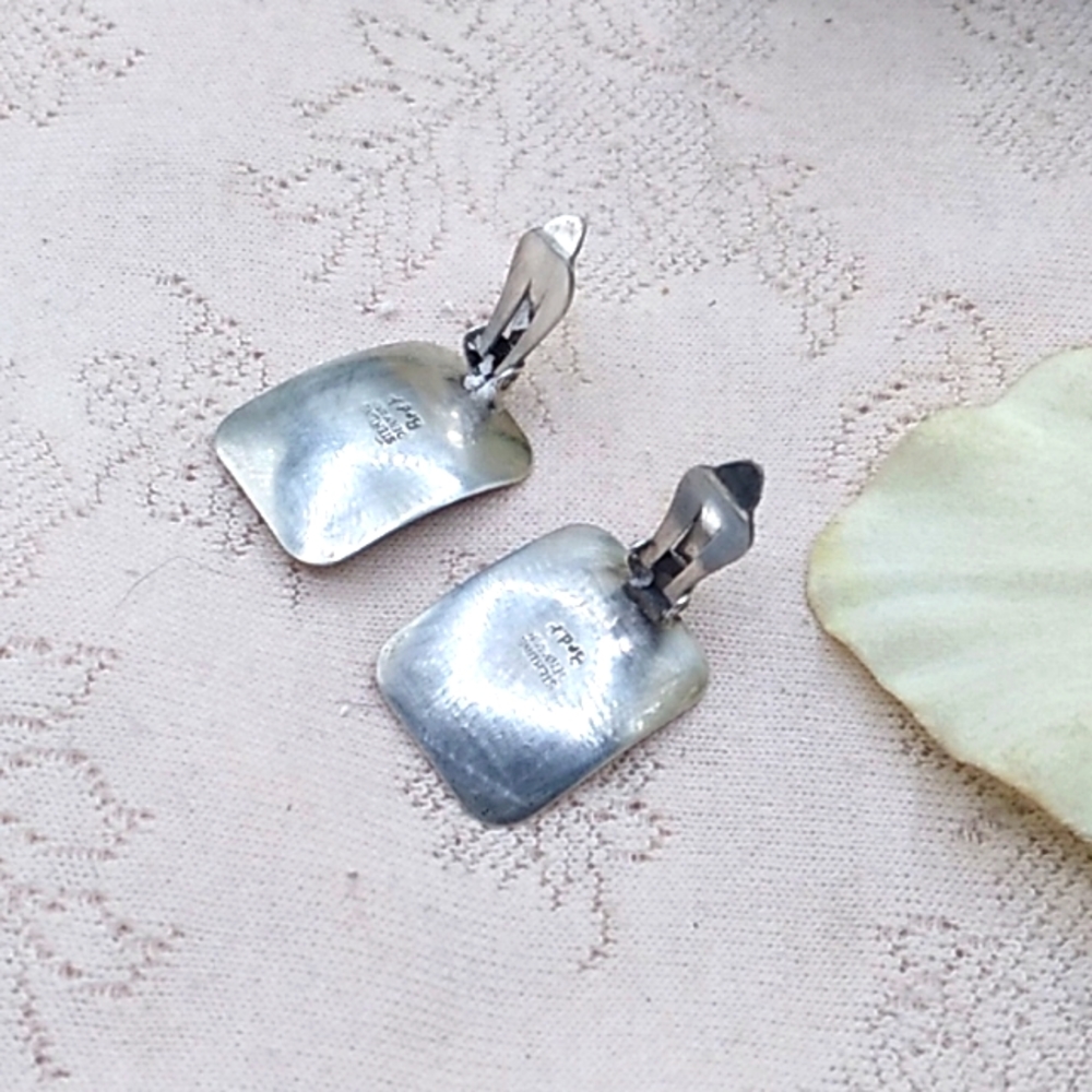 Vintage Sterling Silver Denmark Clip-on  Earrings - Picture 4 of 9